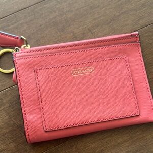 Coach Coral Card Holder with Gold Ring
